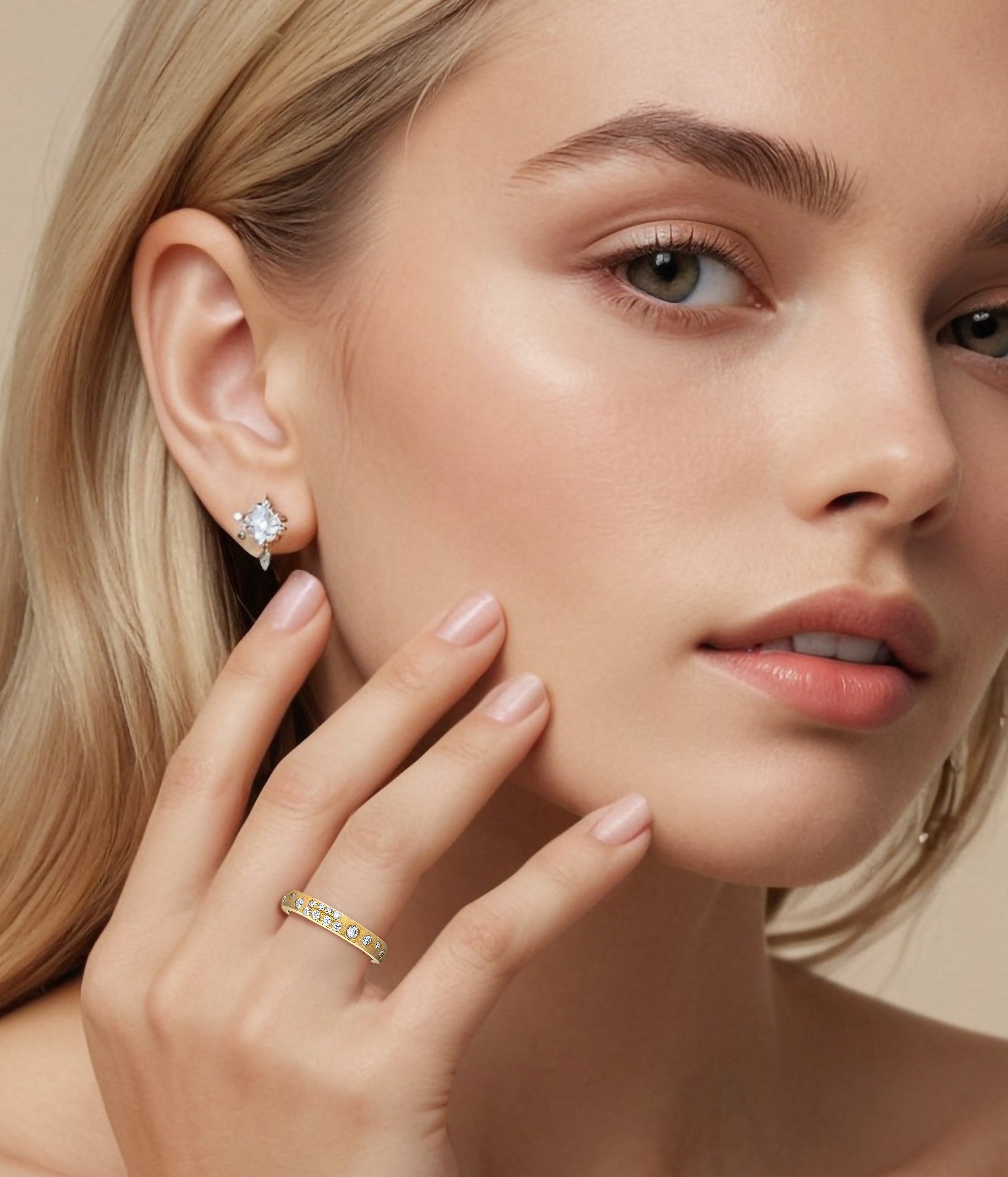 Scattered Flush Set Diamond Band