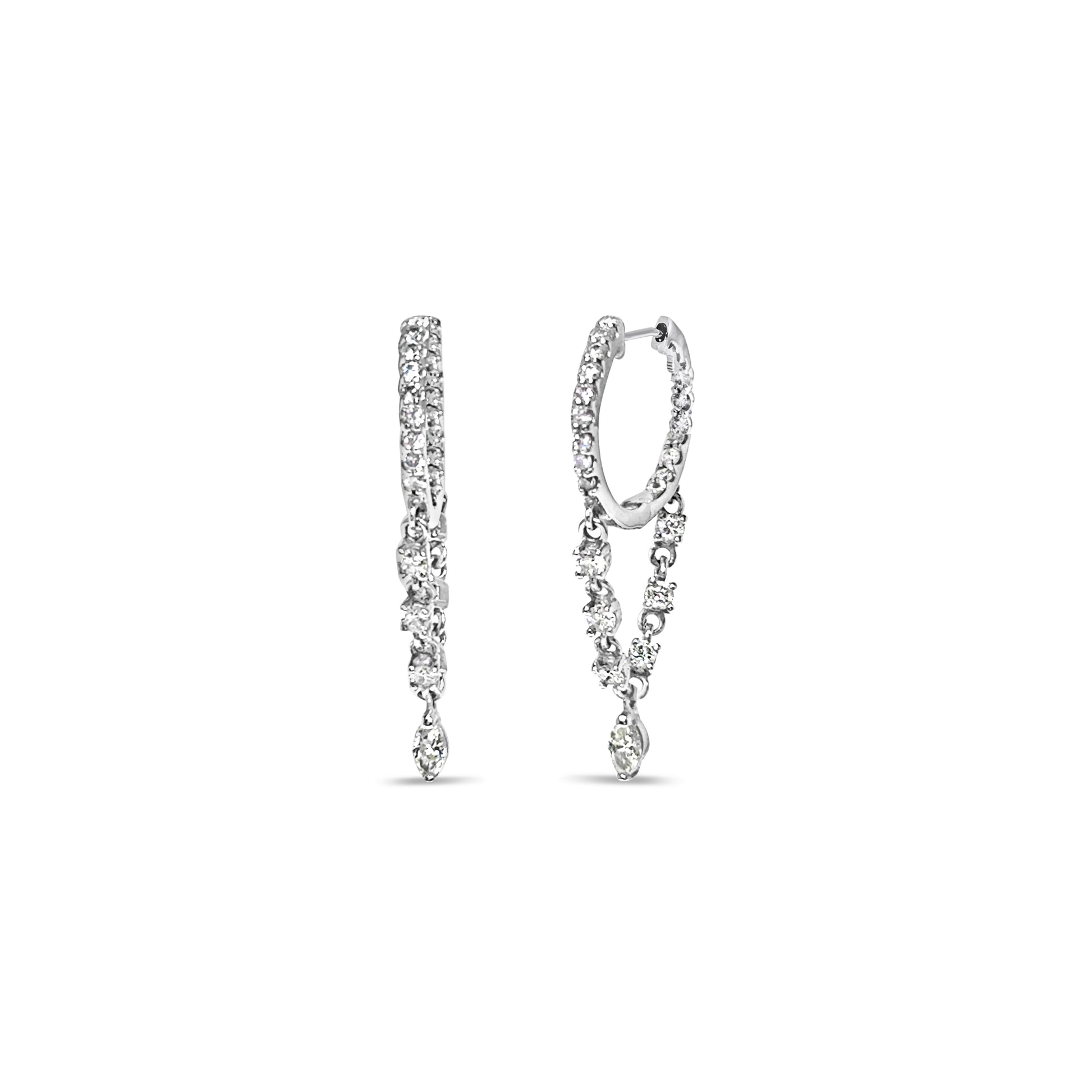 Marquise Diamond Huggie Earrings