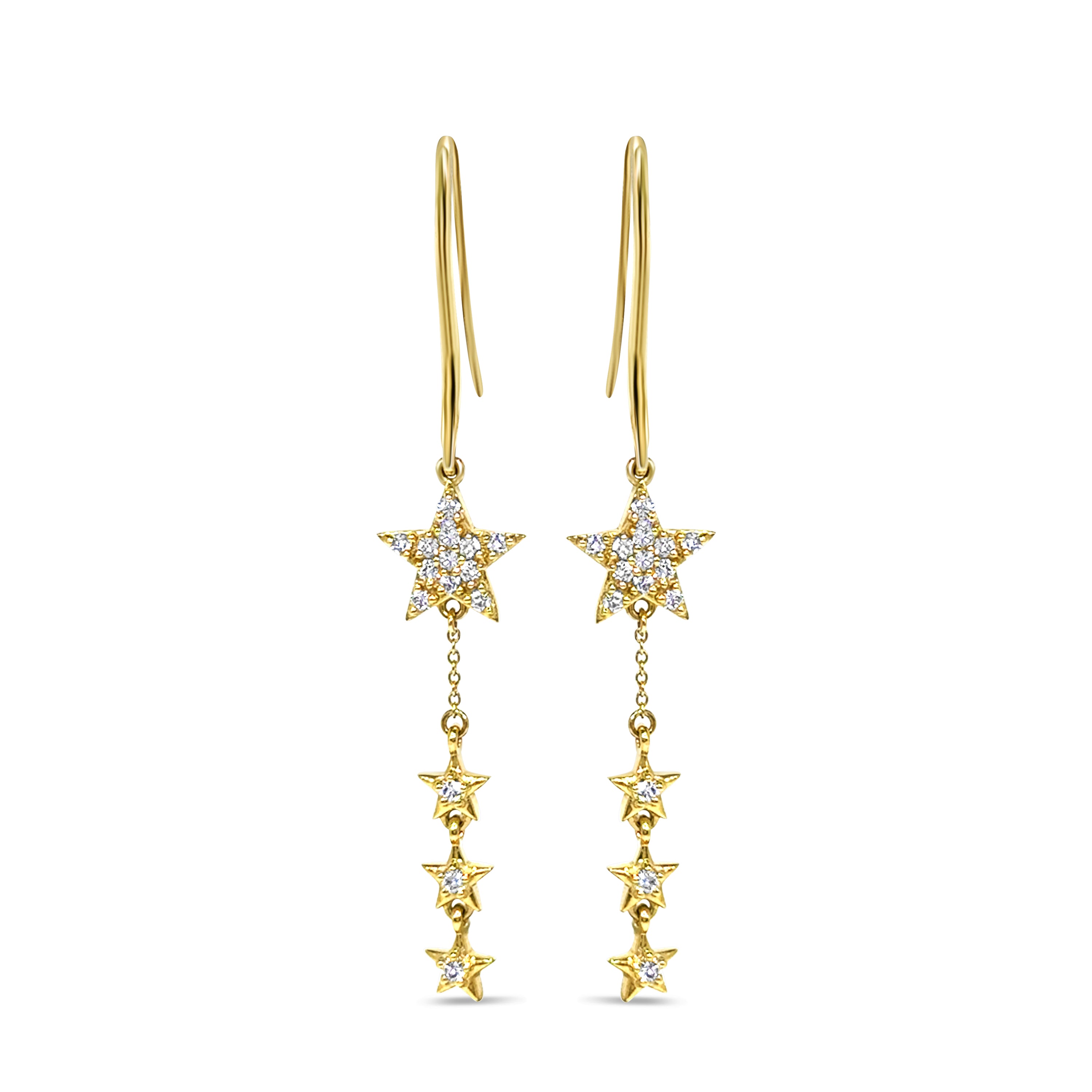 Star Diamond Drop Earrings