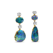 Boulder and Black Opal Diamond Earrings