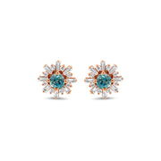 Blue Zircon and Diamond Studs