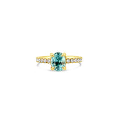 Blue Zircon and Diamond Ring