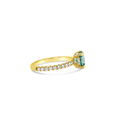 Blue Zircon and Diamond Ring