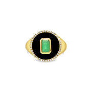 Emerald and Onyx Diamond Ring