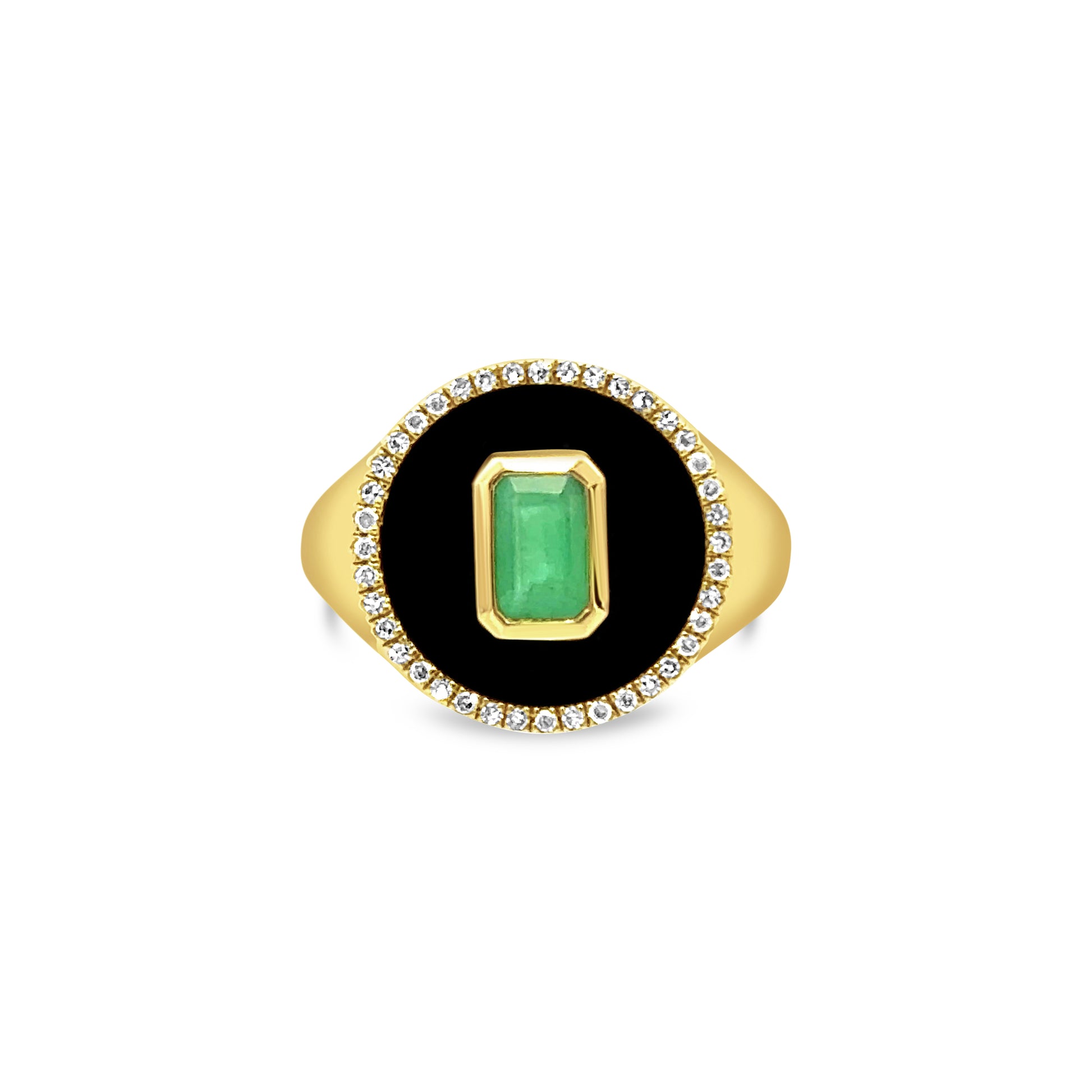 Emerald and Onyx Diamond Ring