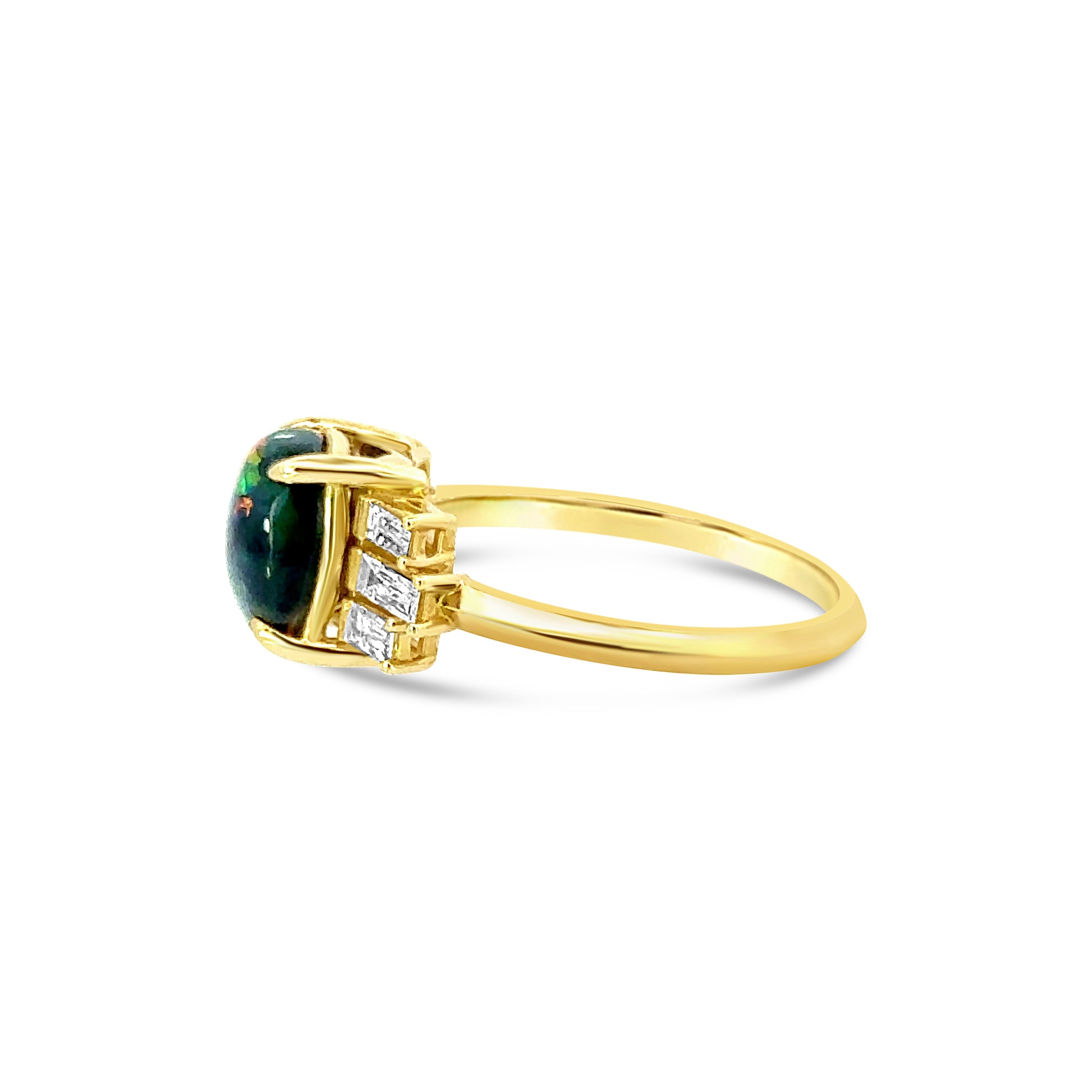 Black Opal and Diamond Ring