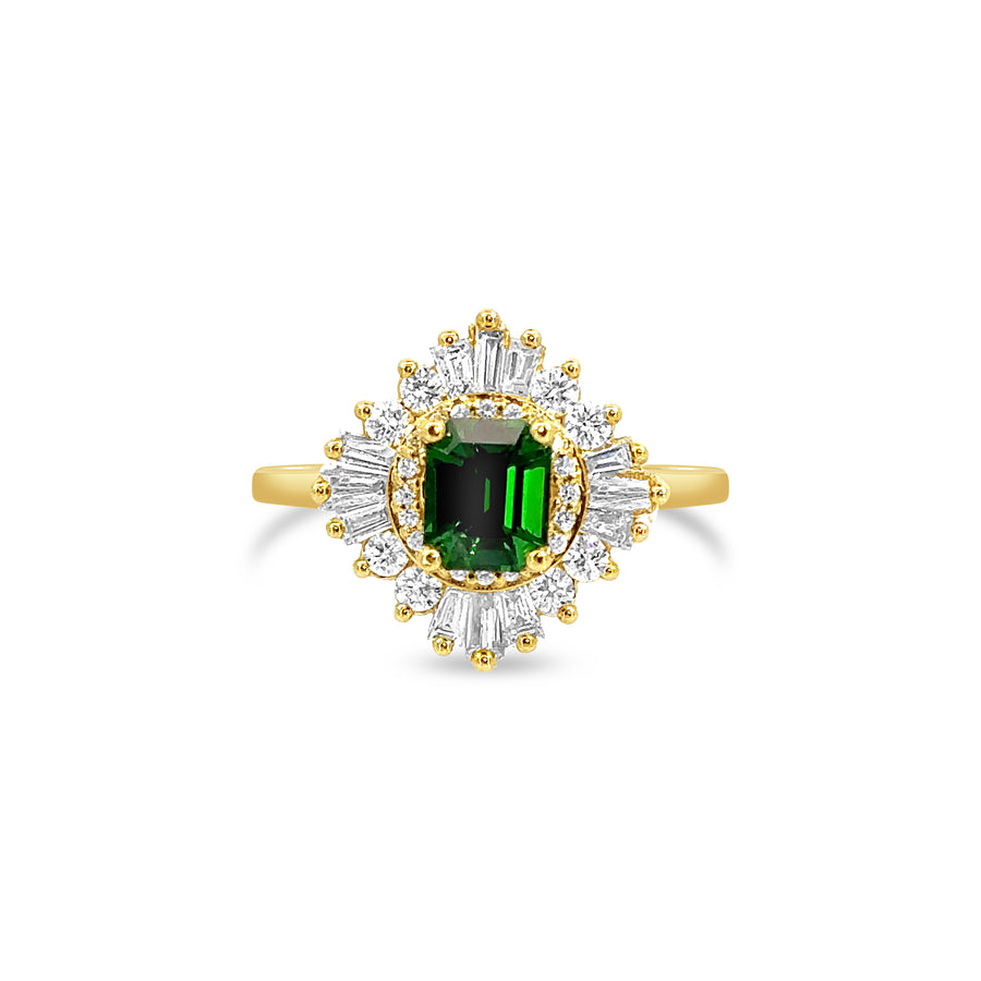 Tsavorite Garnet and Diamond Ring