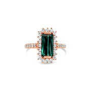 Indicolite Tourmaline and Diamond Ring