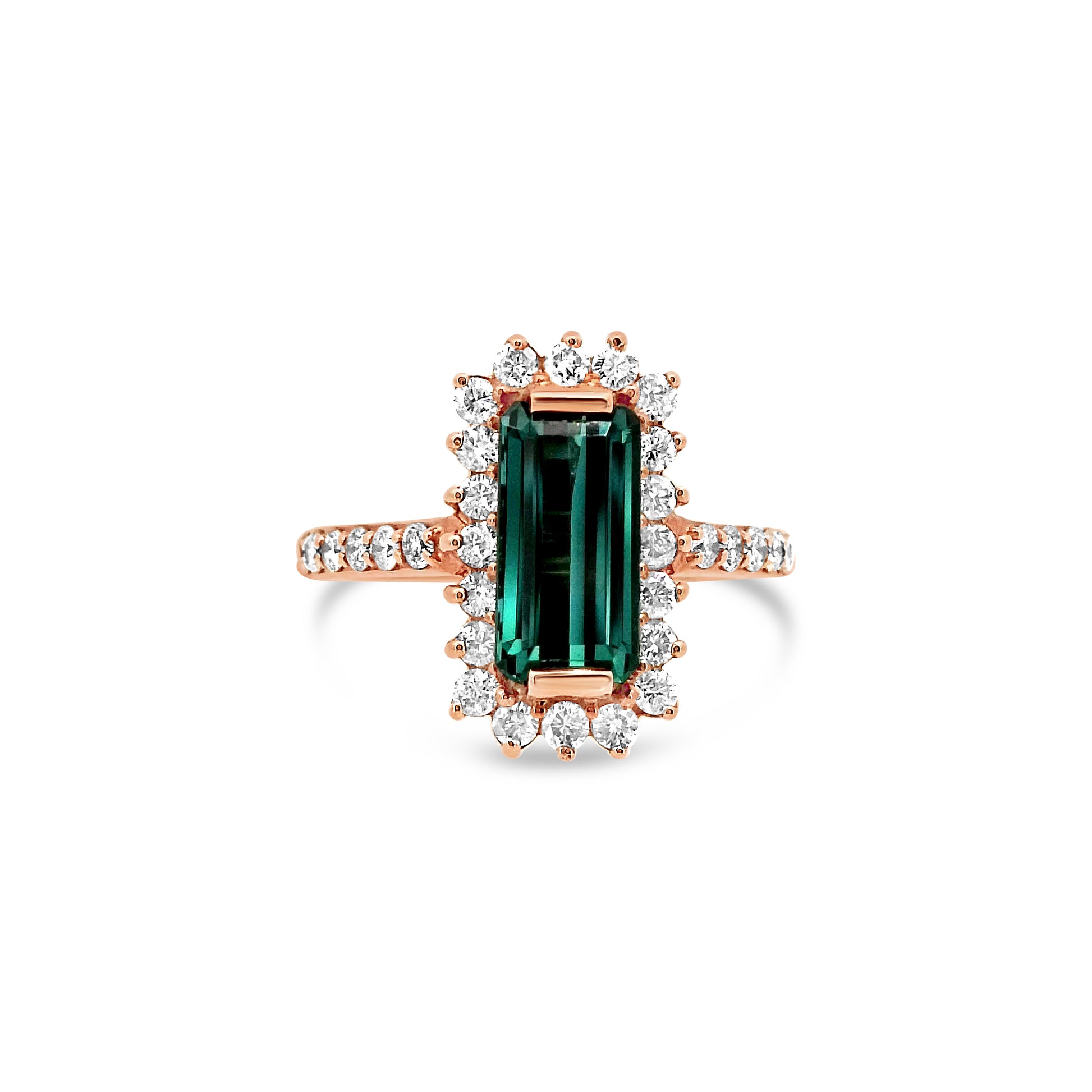 Indicolite Tourmaline and Diamond Ring