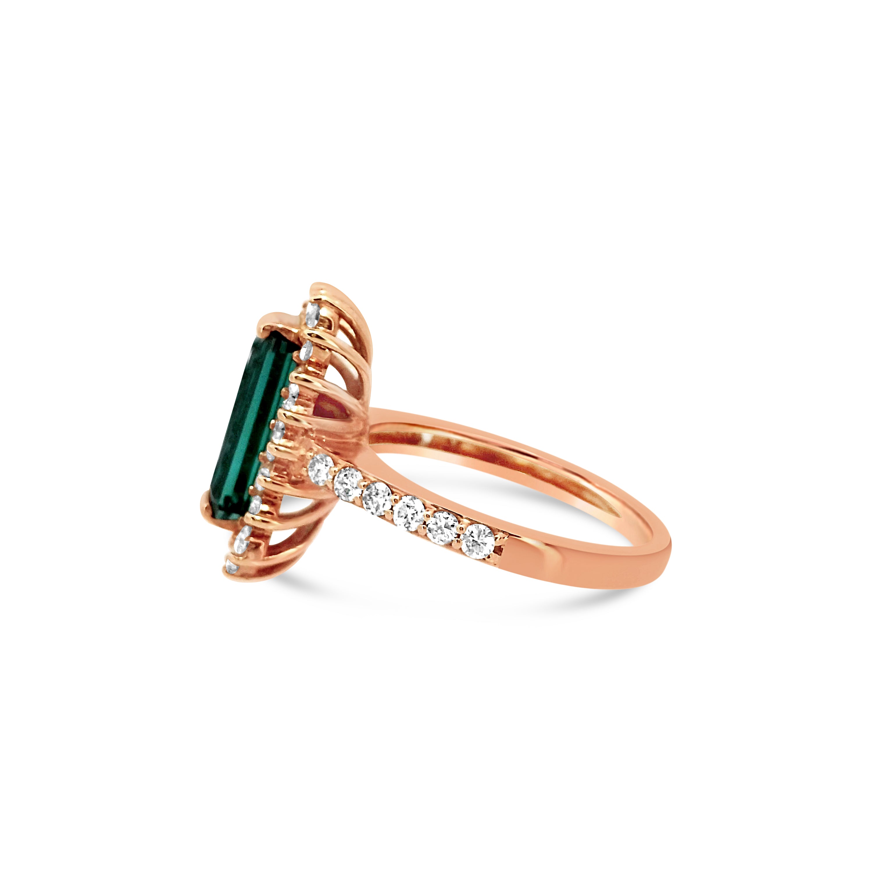 Indicolite Tourmaline and Diamond Ring