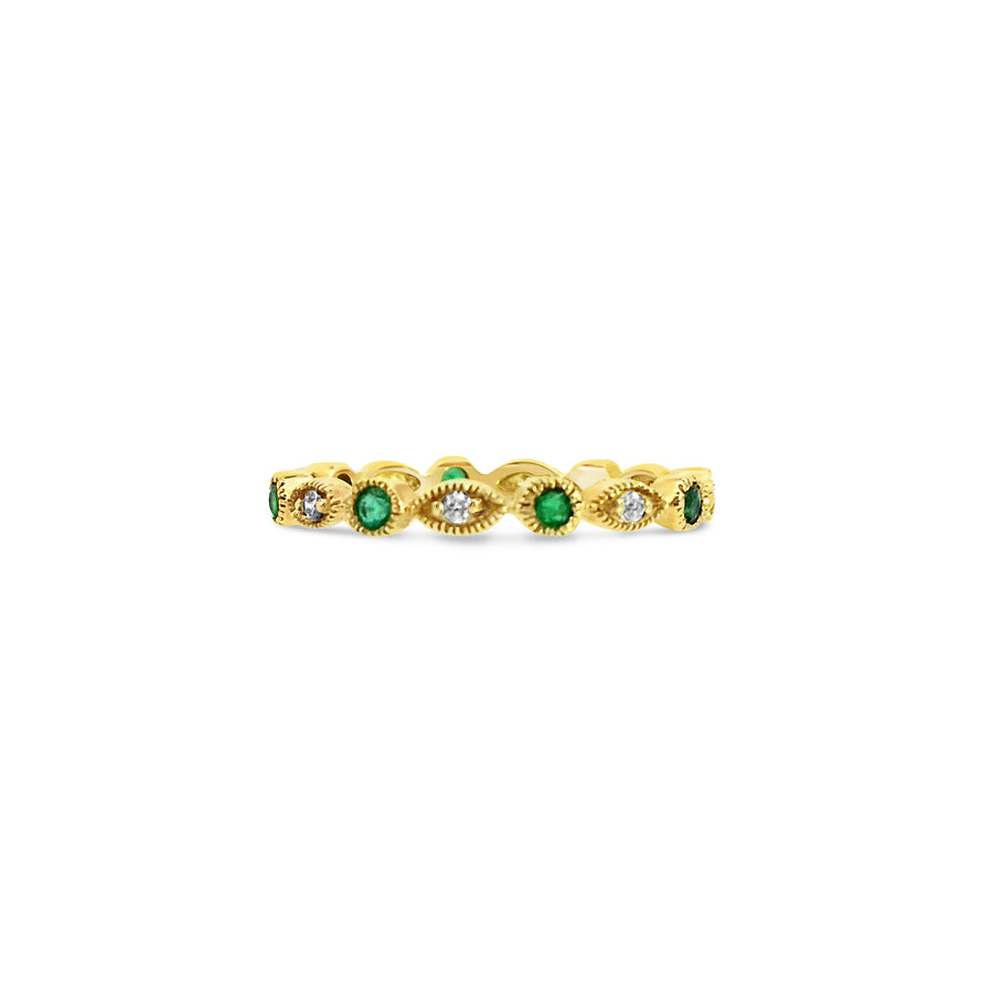 Emerald and Diamond Eternity Band