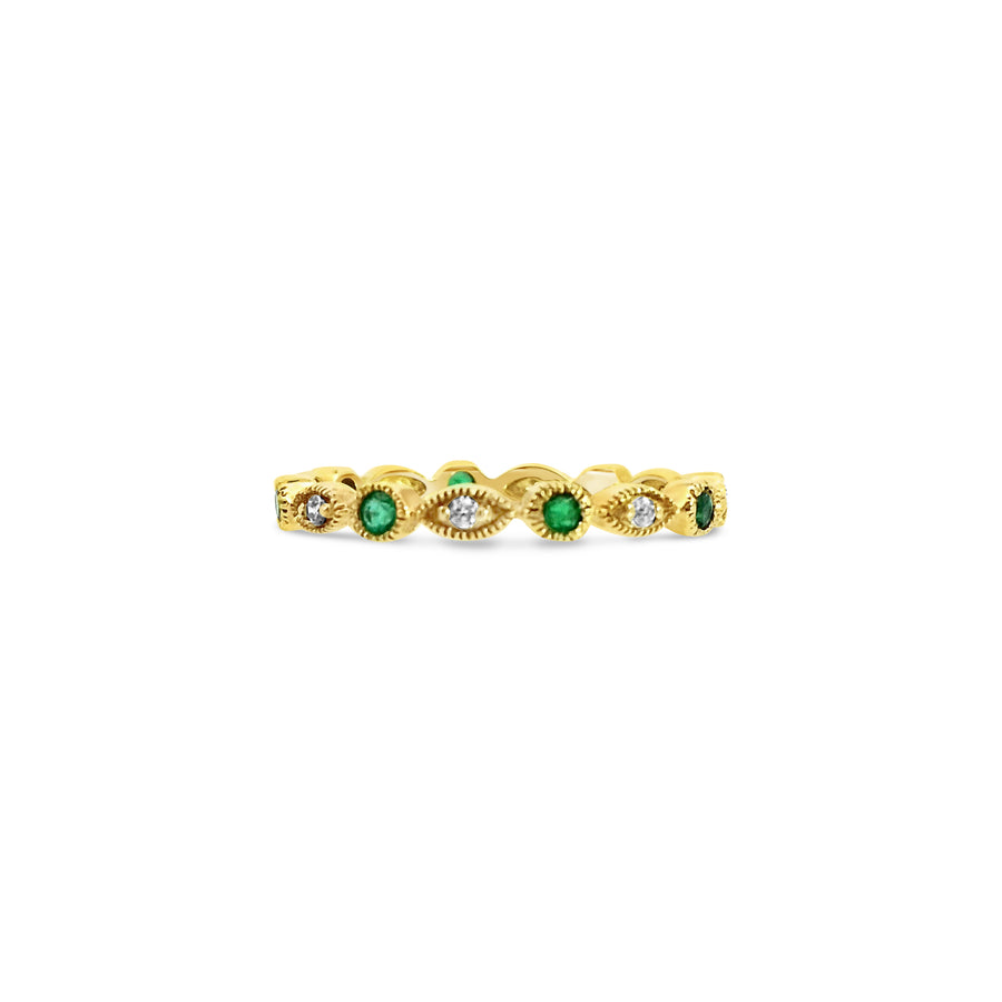 Emerald and Diamond Eternity Band