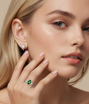 Green Tourmaline and Diamond Accented Ring