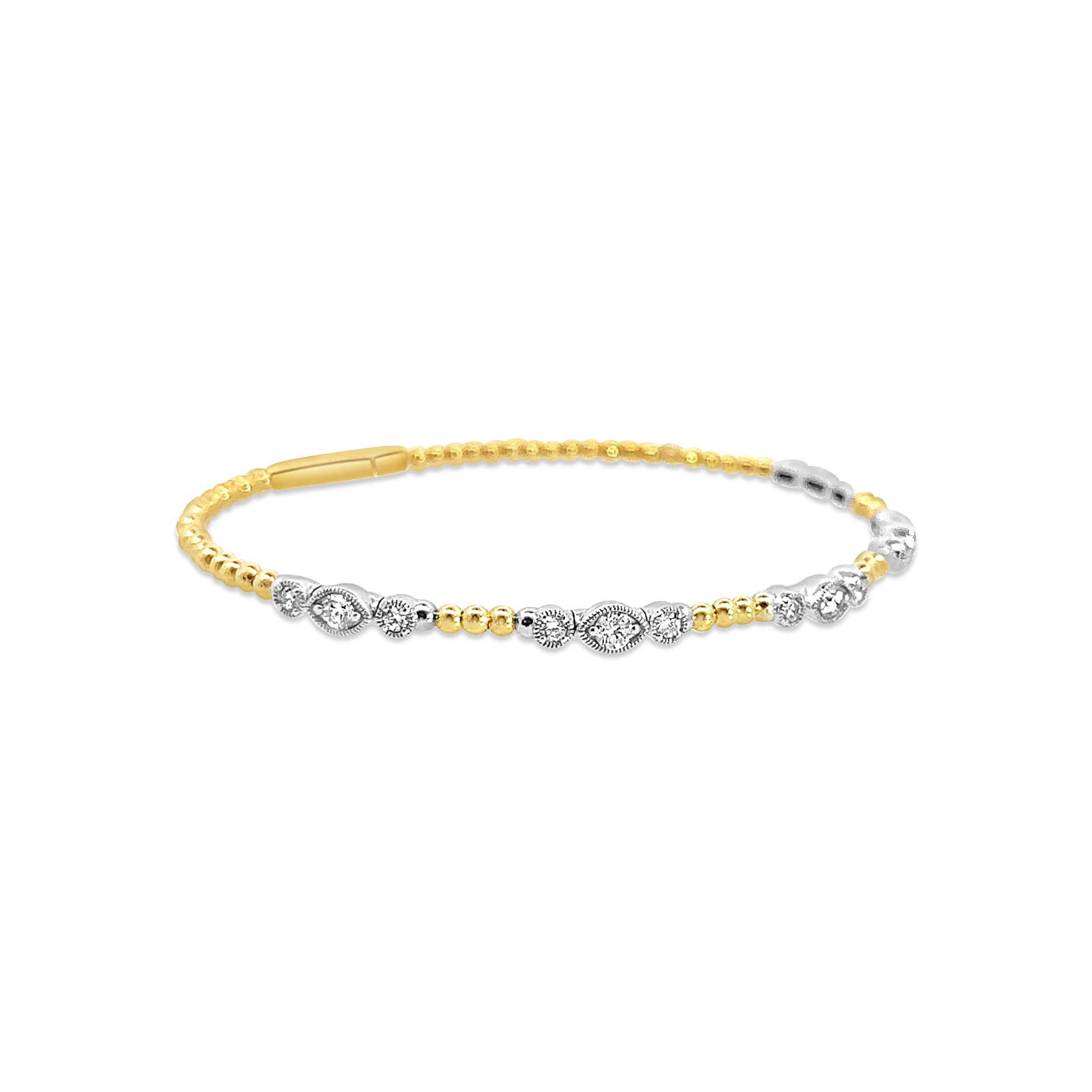 Diamond and Gold Flexible Bangle