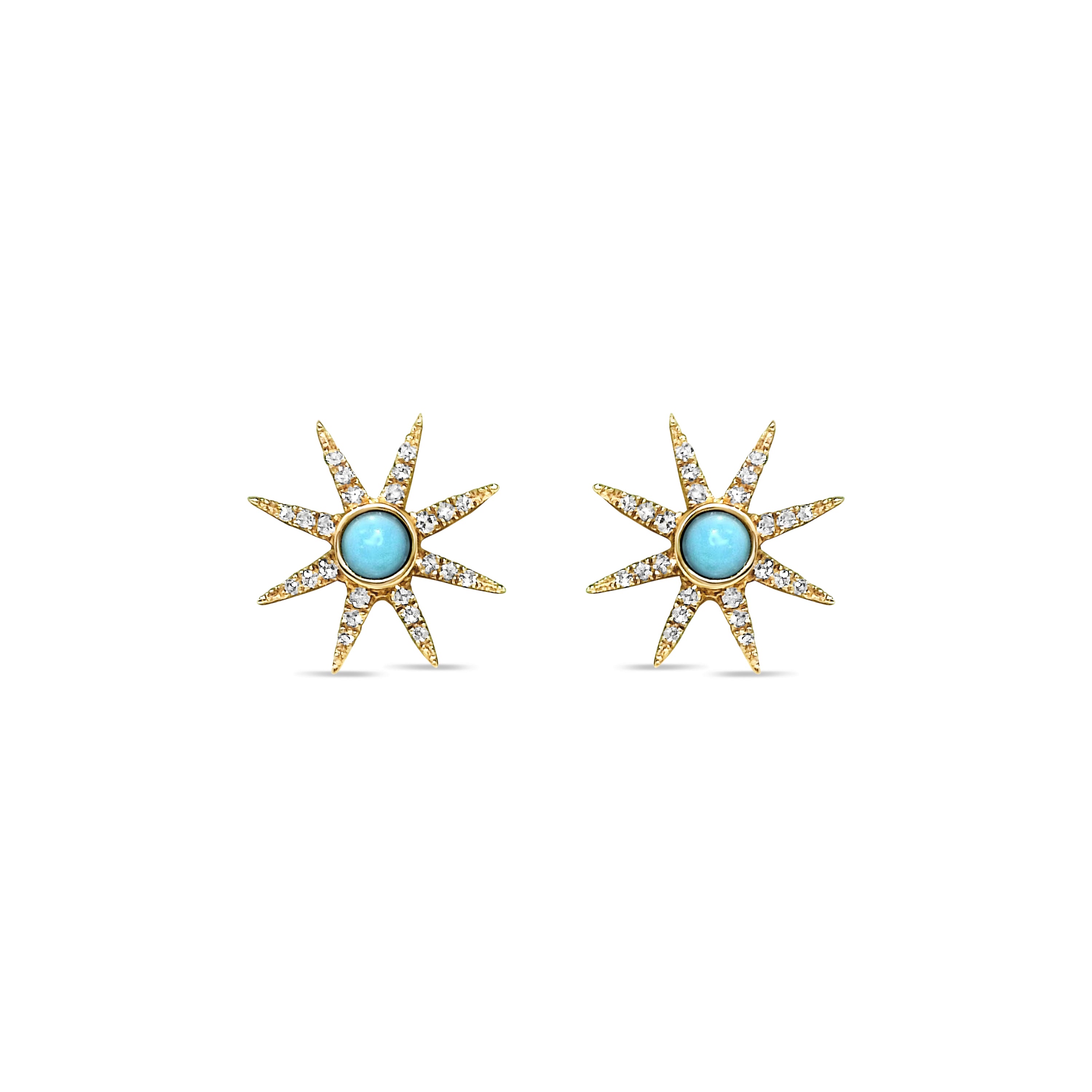 Turquoise and Diamond Stud Earrings