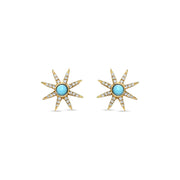 Turquoise and Diamond Stud Earrings