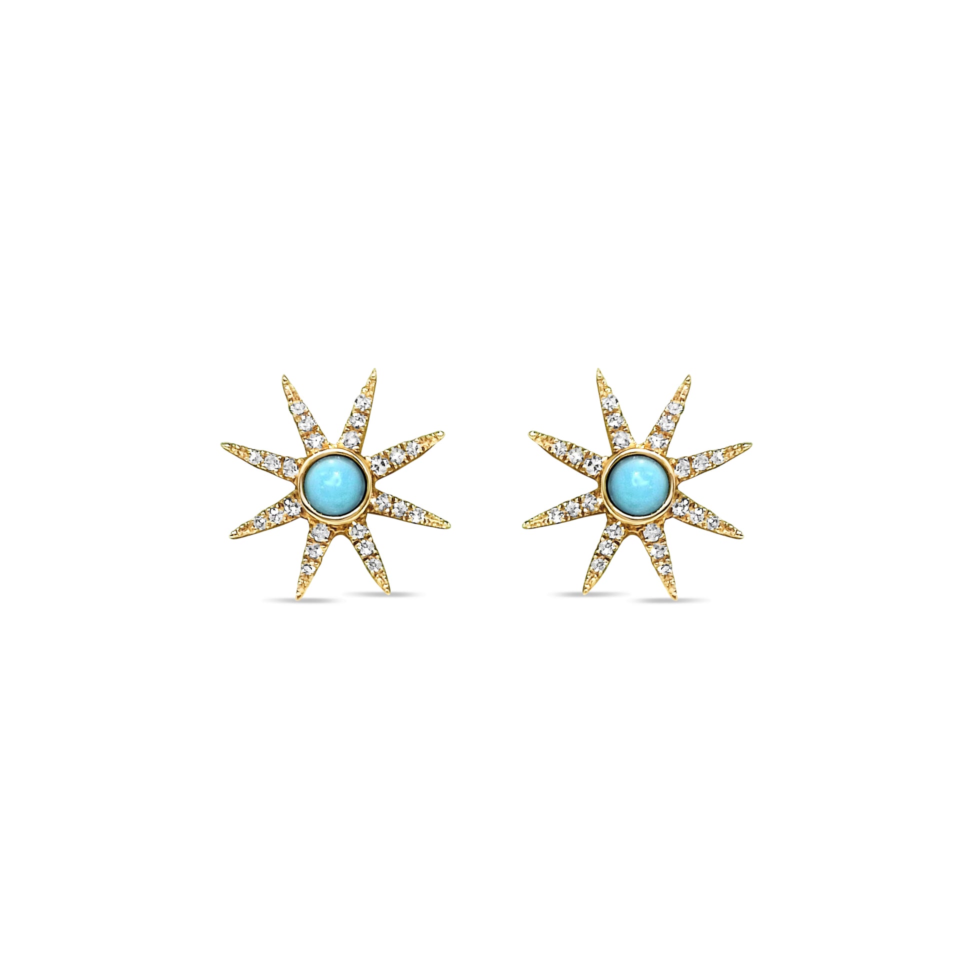 Turquoise and Diamond Stud Earrings