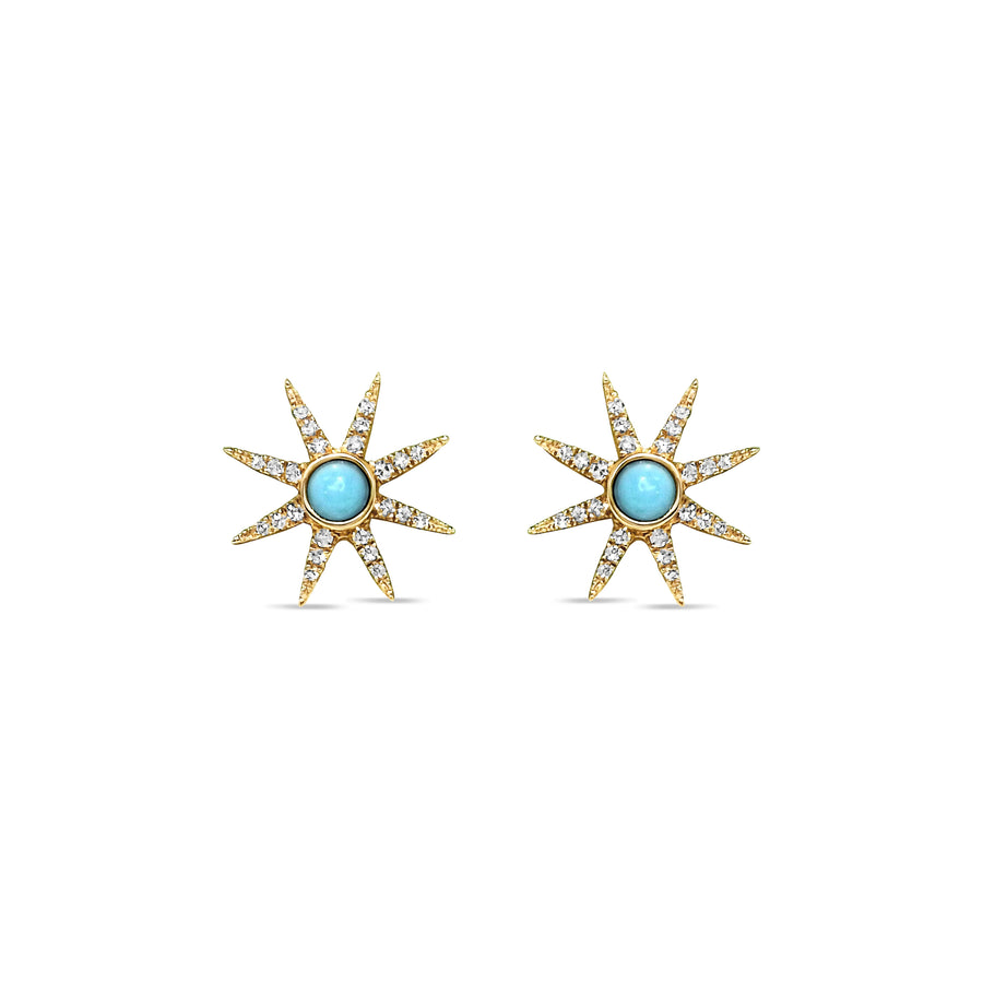 Turquoise and Diamond Stud Earrings