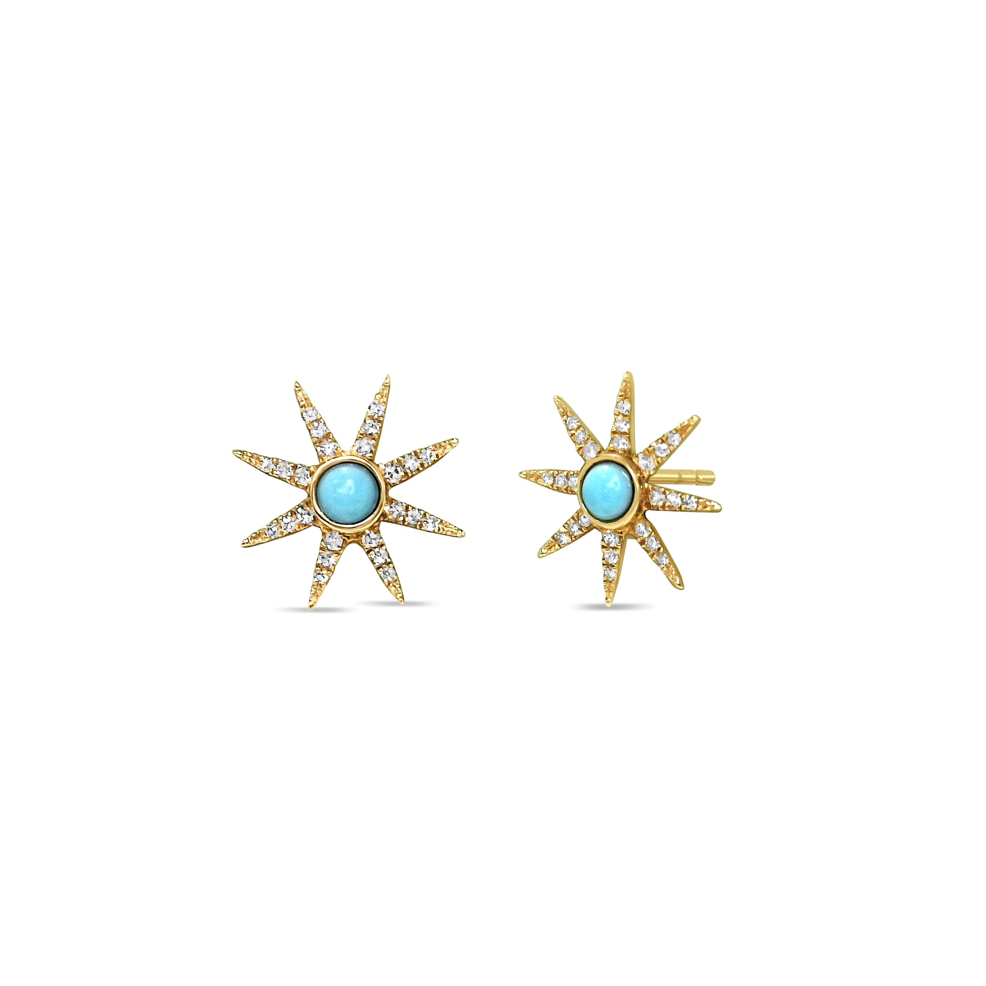 Turquoise and Diamond Stud Earrings