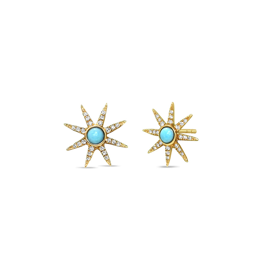 Turquoise and Diamond Stud Earrings