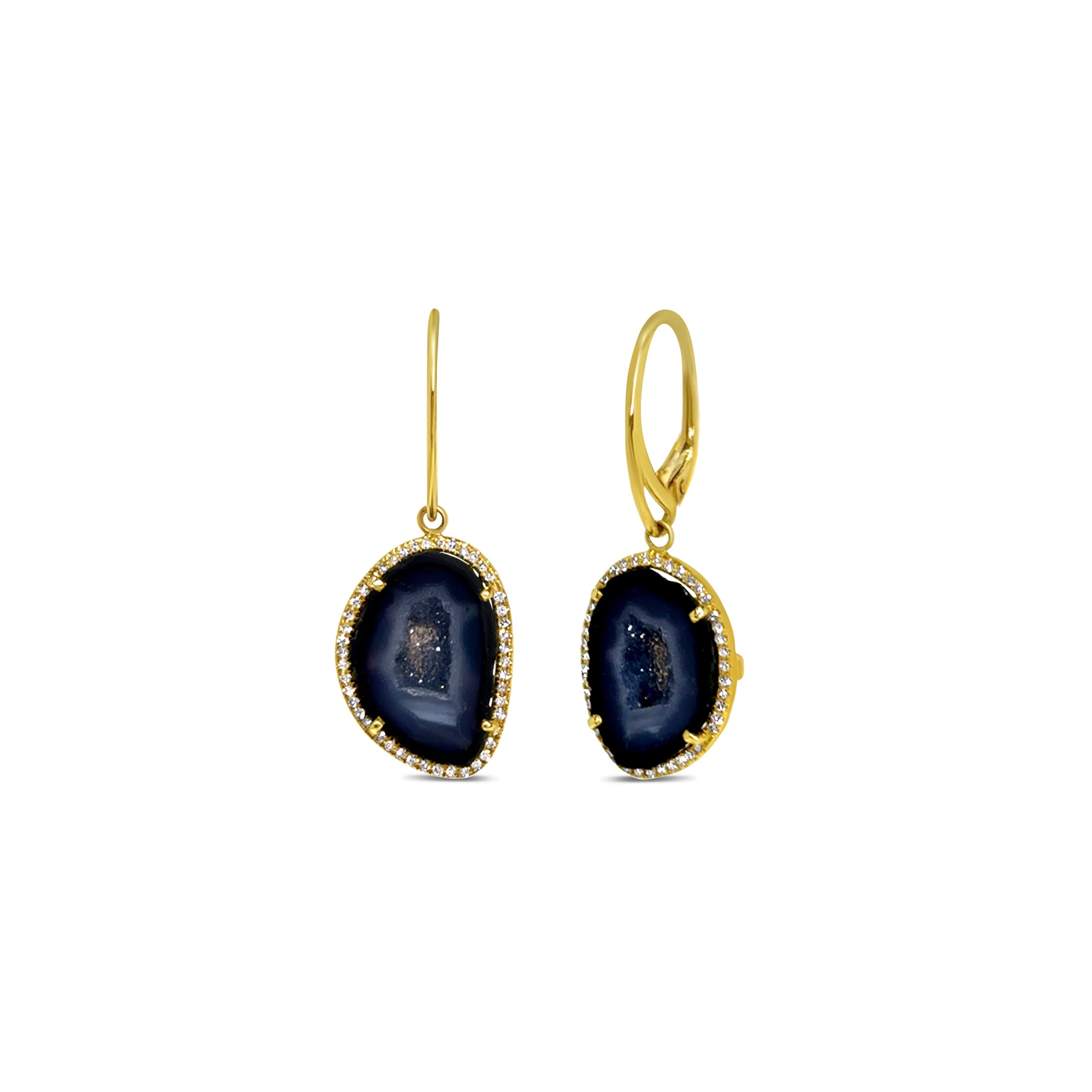 Geode and Diamond Earrings