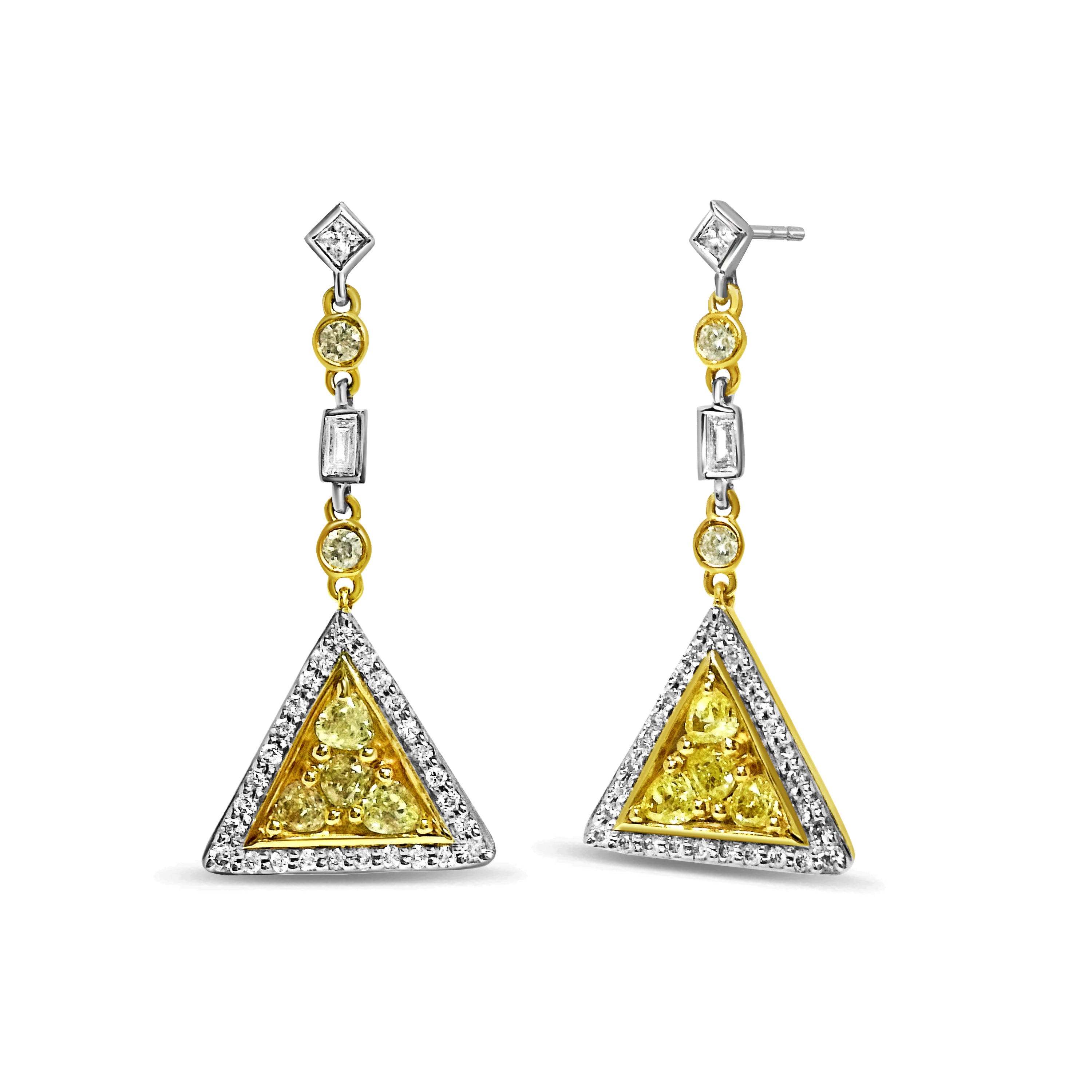 Yellow Diamond Drop Earrings