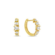 Fancy Diamond Shape Huggie Hoops