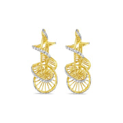 Diamond and Gold Swirl Earrings