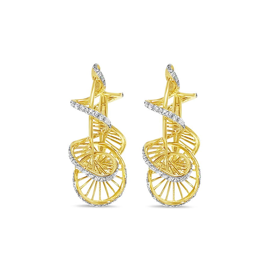 Diamond and Gold Swirl Earrings