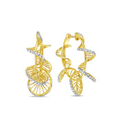 Diamond and Gold Swirl Earrings