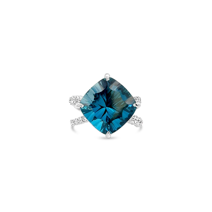 London Blue Topaz and Diamond Ring