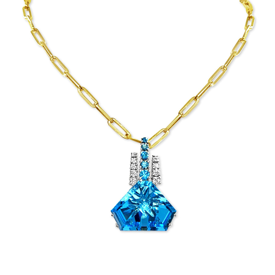 Blue Topaz and Diamond Necklace