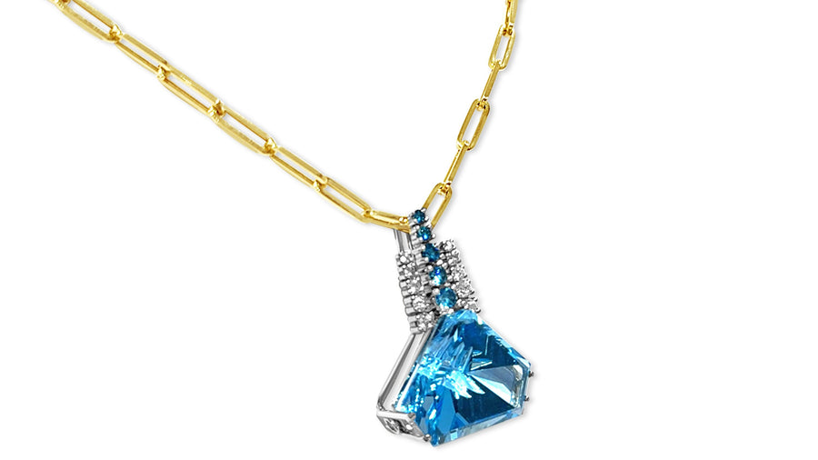 Blue Topaz and Diamond Necklace