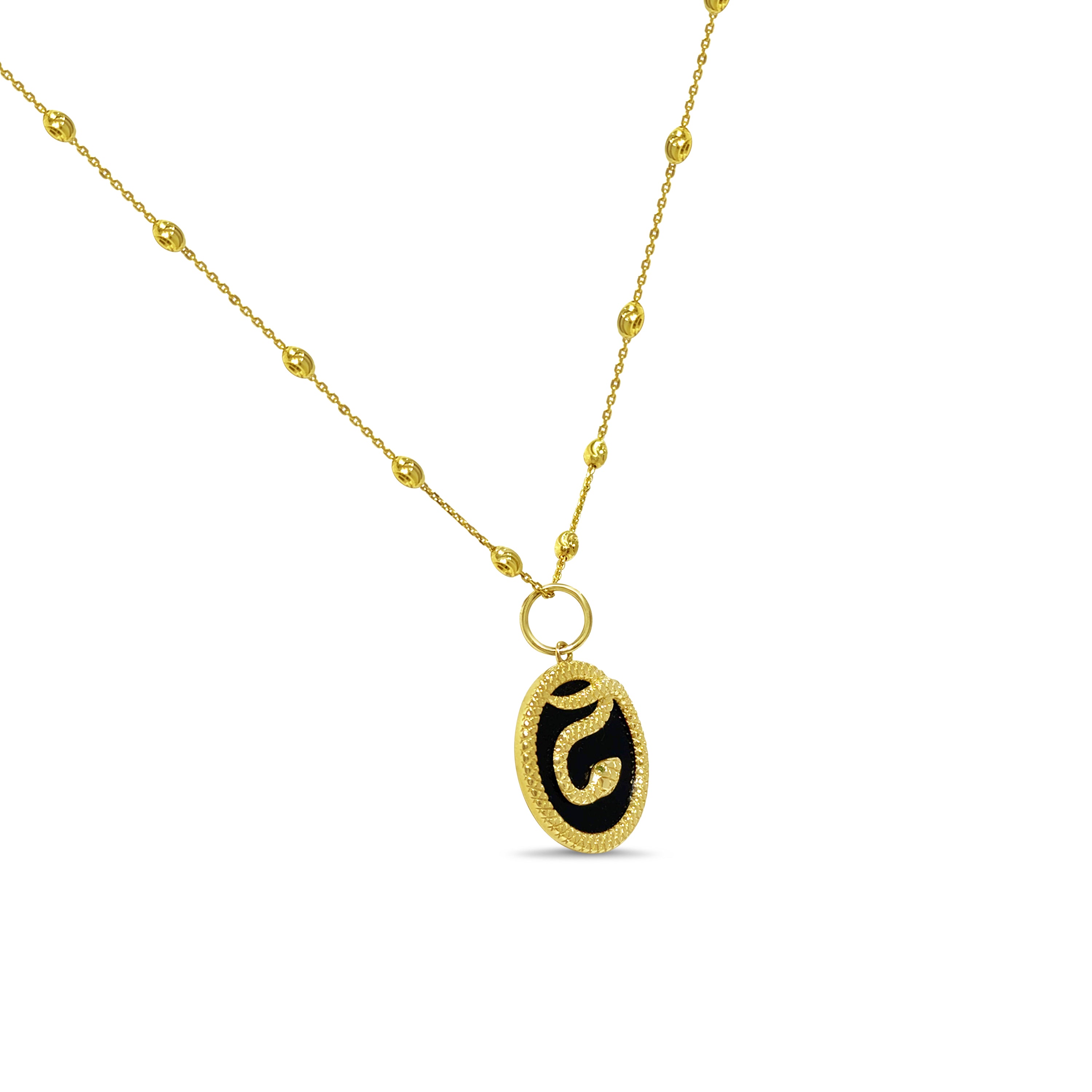 Onyx and Gold Snake Pendant