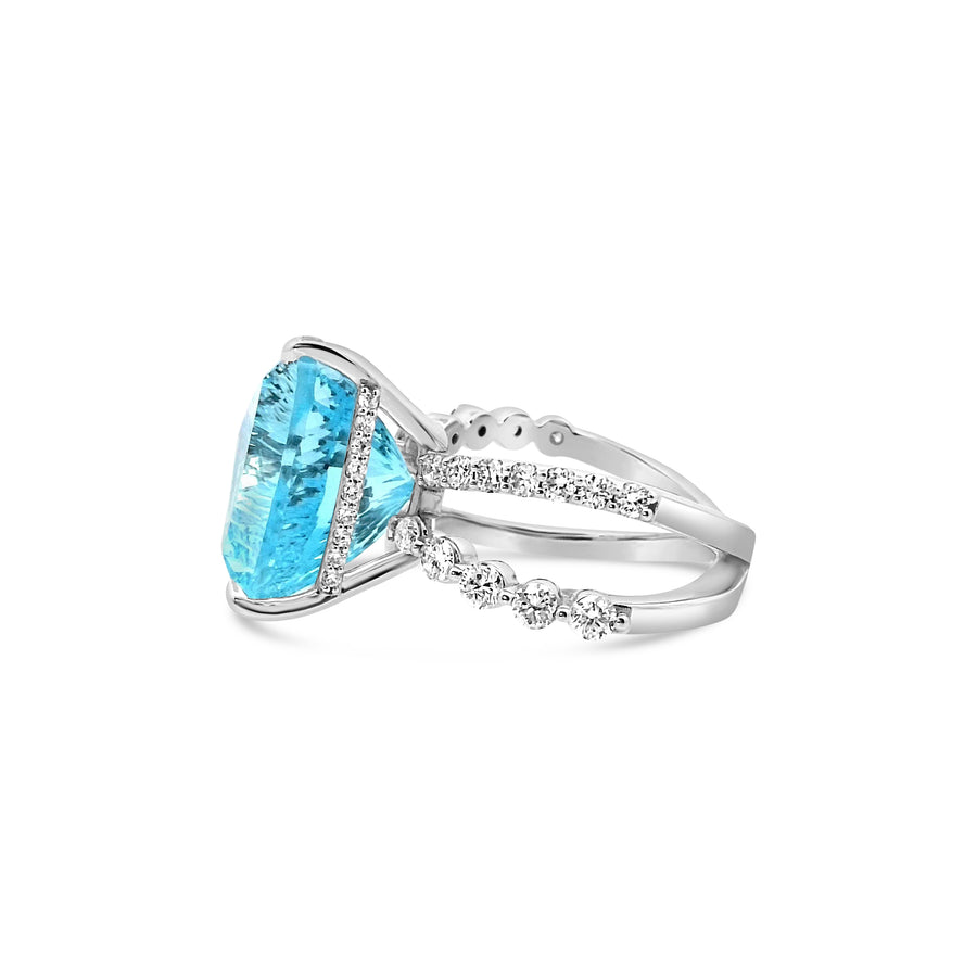 Blue Topaz and Diamond Ring