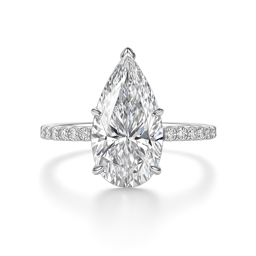 Platinum 2.02 CT Pear Cut Diamond Ring