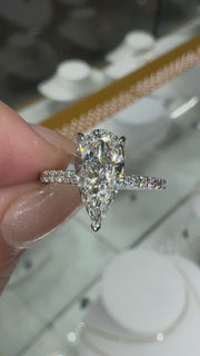 Platinum 2.02 CT Pear Cut Diamond Ring